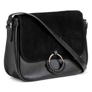 H&M shoulder bag with suede detail in black
